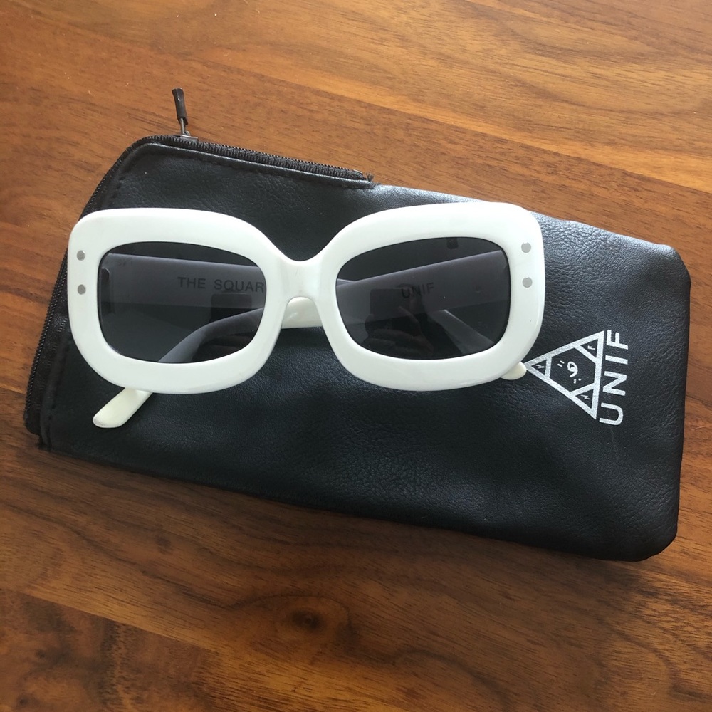 UNIF white “The Squares” square-shaped sunglasses